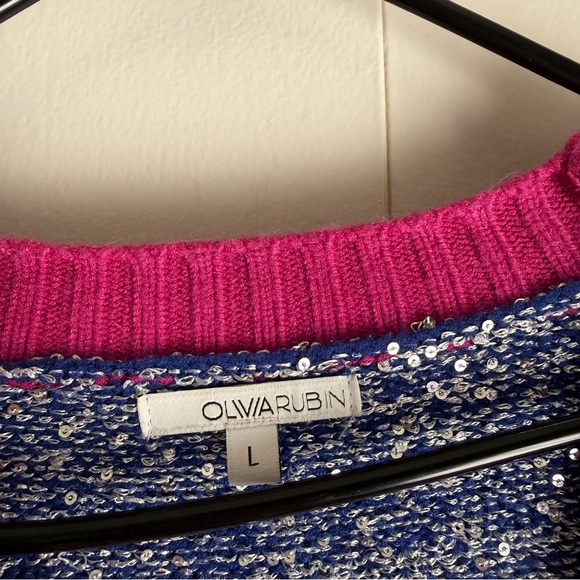 Olivia Rubin Mika Cardigan Rainbow Stripes Women’s Size Large - Picture 3 of 13